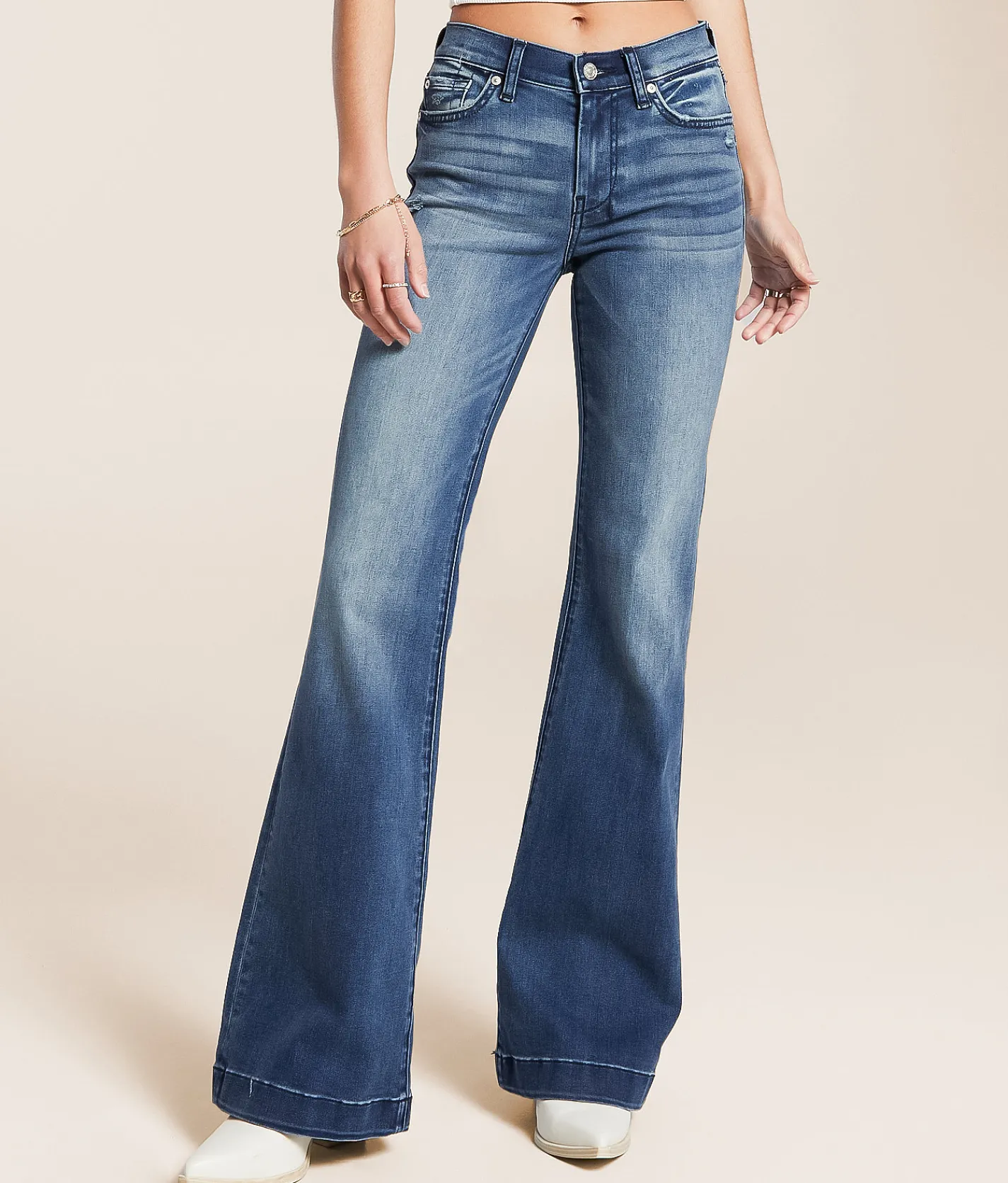 7 For All Mankind Dojo Trouser Stretch Jean Lake Blue Hot