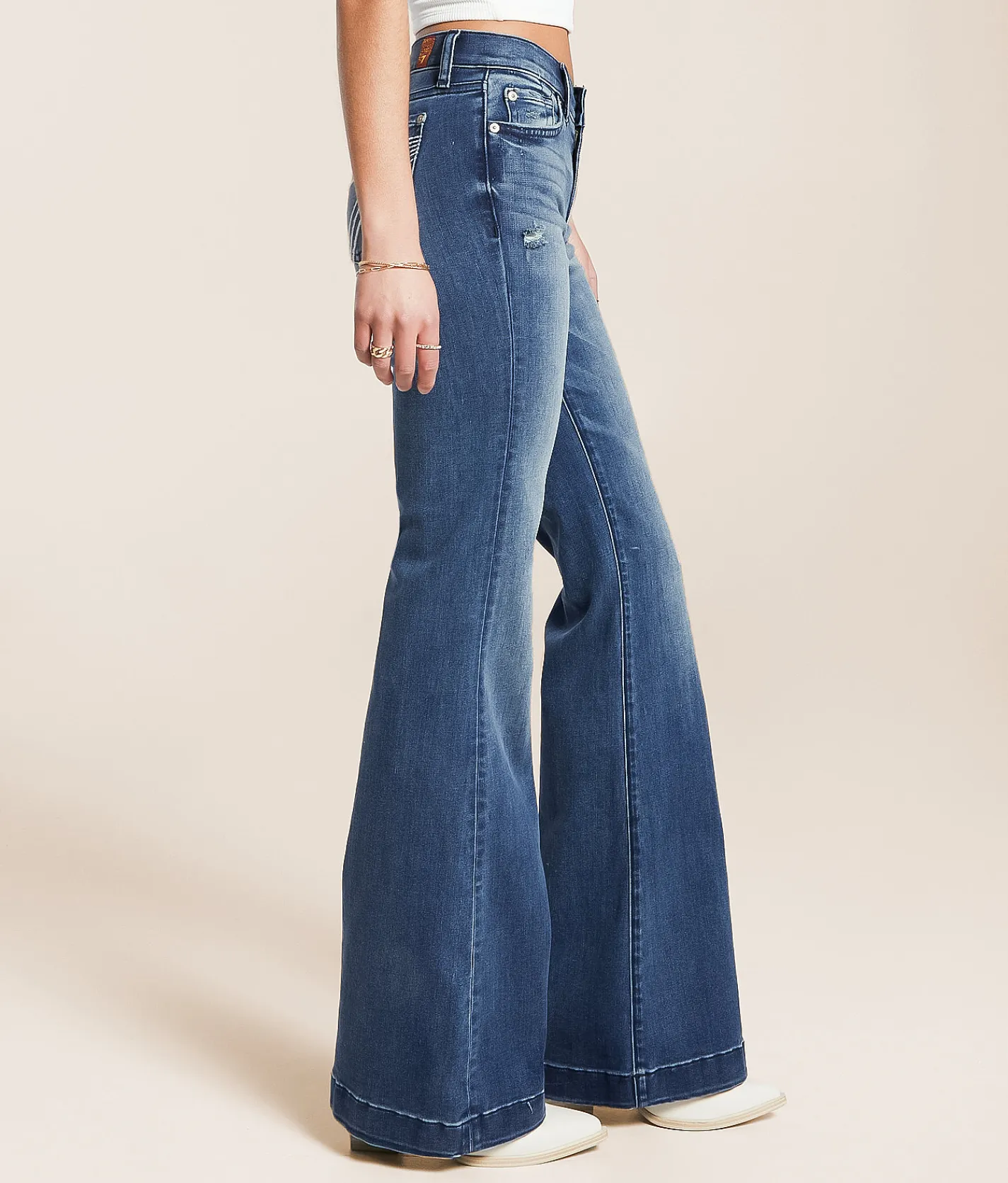 7 For All Mankind Dojo Trouser Stretch Jean Lake Blue Hot