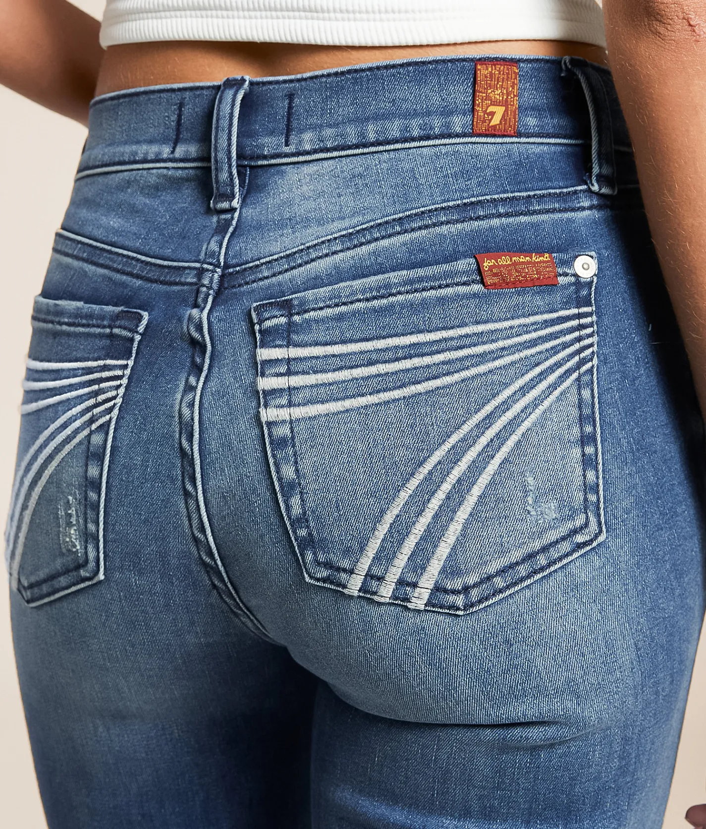 7 For All Mankind Dojo Trouser Stretch Jean Lake Blue Hot