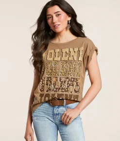 Tops | Goodie Two Sleeves Dolly Parton Jolene Band T-Shirt Brown