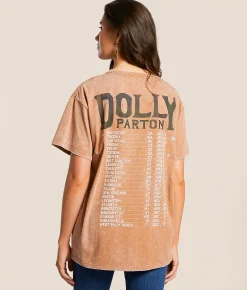 Tops | Goodie Two Sleeves Dolly Parton Oversized Band T-Shirt Tobacco Brown