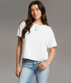 BKE Dolman Cropped T-Shirt White