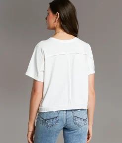 BKE Dolman Cropped T-Shirt White
