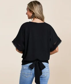 Tops | Daytrip Dolman Eyelet Top Black