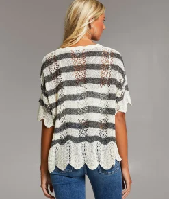 Tops | BKE Dolman Striped Sweater Navy Cream