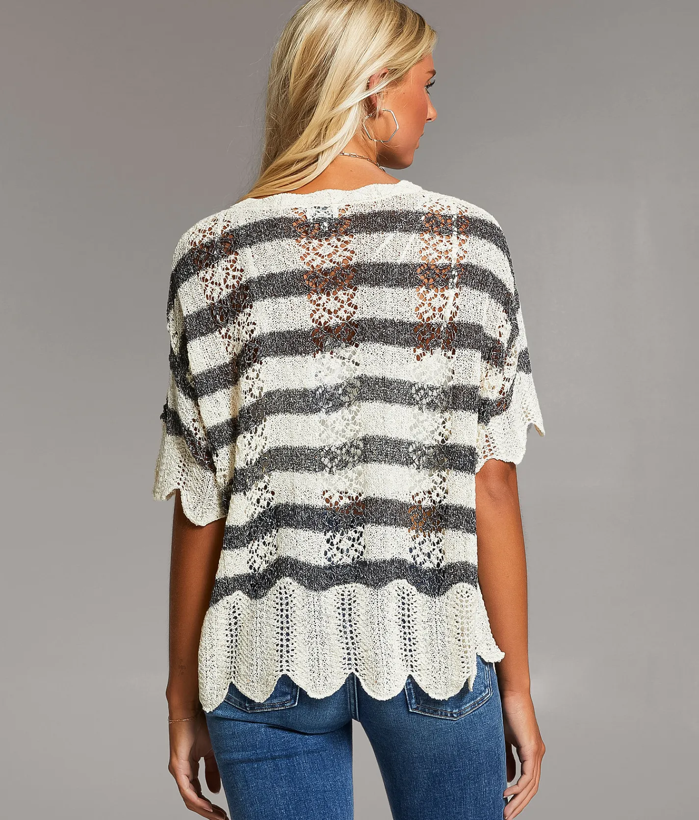 Tops | BKE Dolman Striped Sweater Navy Cream