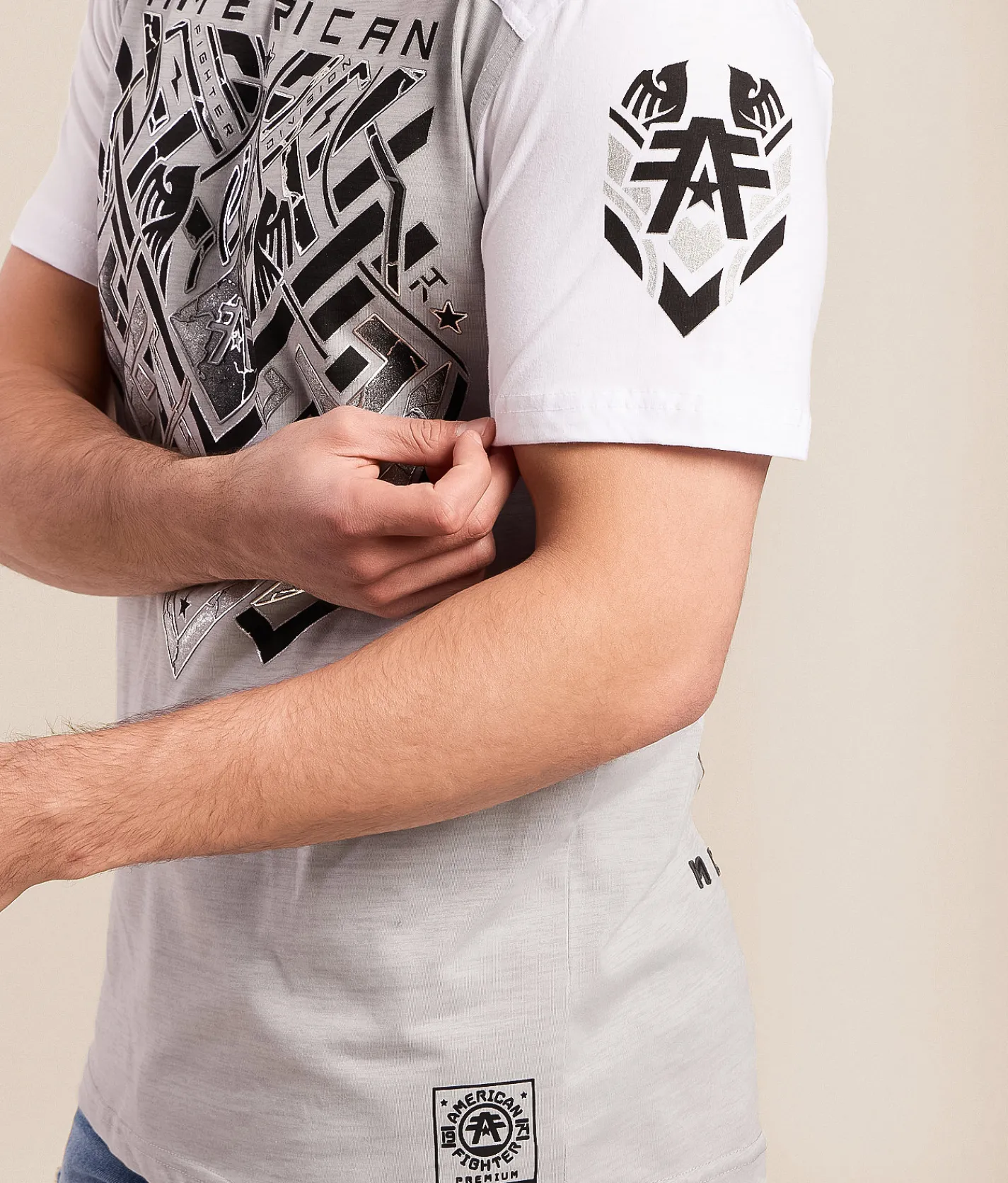 American Fighter Dolton T-Shirt Heather Grey White Outlet