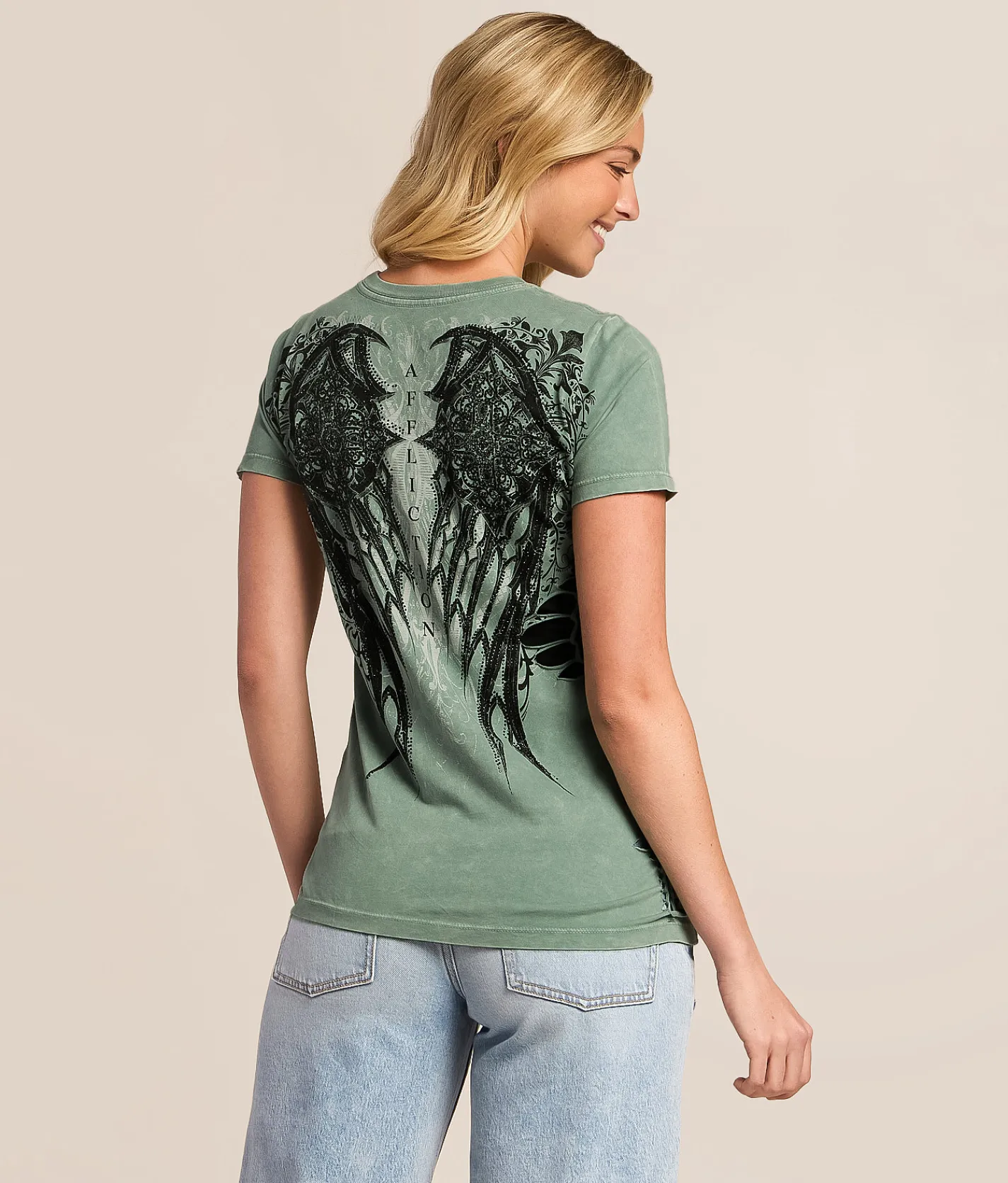 Tops | Affliction Donnington T-Shirt Deep Sea Lava Wash