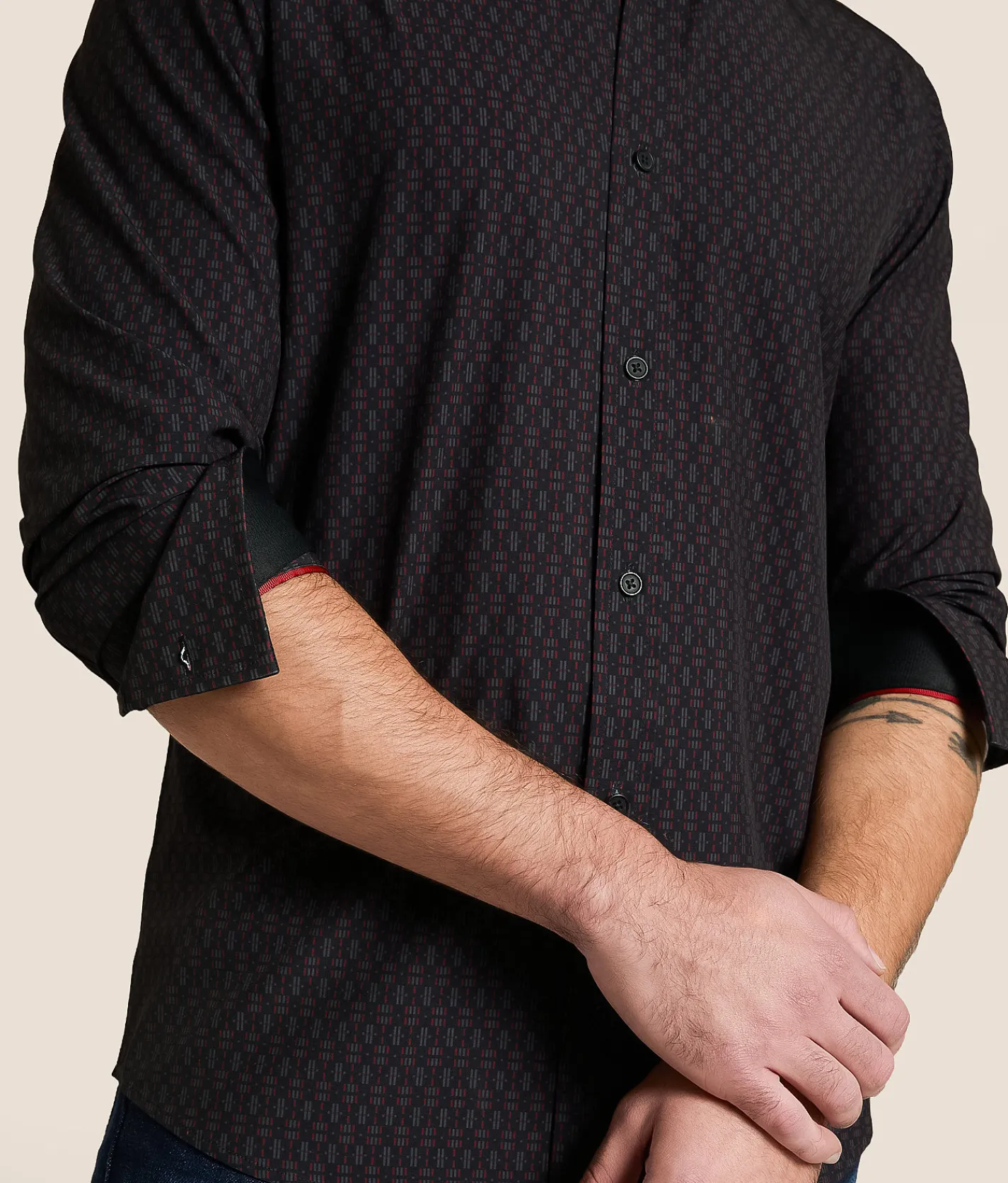 Tops | J.B. Holt Dot Standard Performance Stretch Shirt Black Red
