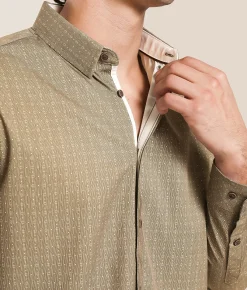 J.B. Holt Dot Sdard Performance Stretch Shirt Tan