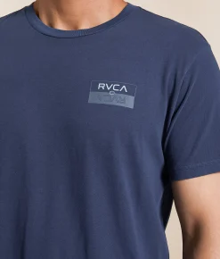 RVCA Double Bar Split T-Shirt Moody Blue Outlet