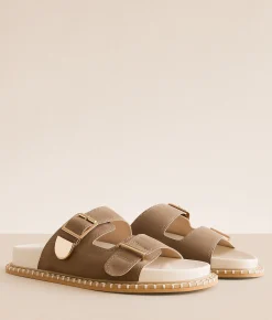 Shoes | Oasis Society Double Buckle Sandal Dark Taupe