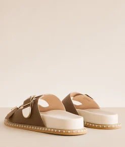 Shoes | Oasis Society Double Buckle Sandal Dark Taupe