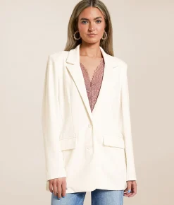 Stoosh Double Button Knit Blazer Off White Sale