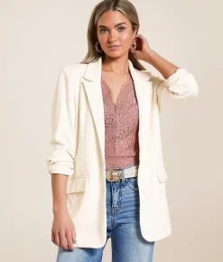 Stoosh Double Button Knit Blazer Off White Sale