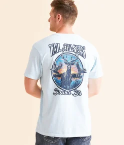 Graphic T-Shirts | Tail Chasers Club Double D's T-Shirt Chambray Pigment Dye