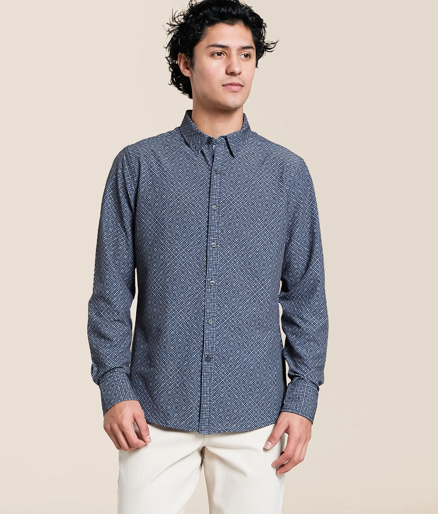 Tops | J.B. Holt Double Print Athletic Performance Stretch Shirt Asphalt