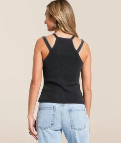 Tops | Blue B Double Western Buckle Strap Tank Top Black