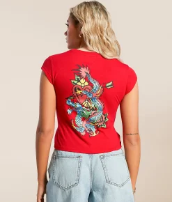 Tops | Ed Hardy Dragon T-Shirt Cherry