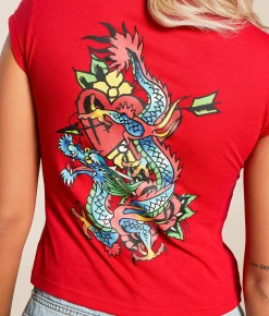 Tops | Ed Hardy Dragon T-Shirt Cherry