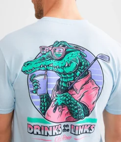 Old Row Drinks On The Links T-Shirt Chambray Sale