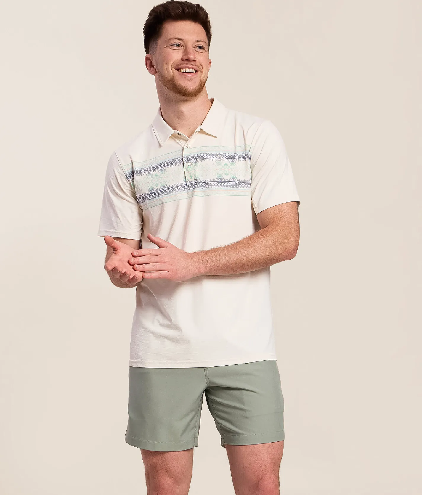 Tops | Hooey Drive Cowboy Golf Performance Polo Cream Aztec