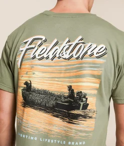 Fieldstone Duck Boat T-Shirt Deep Lichen Green Discount