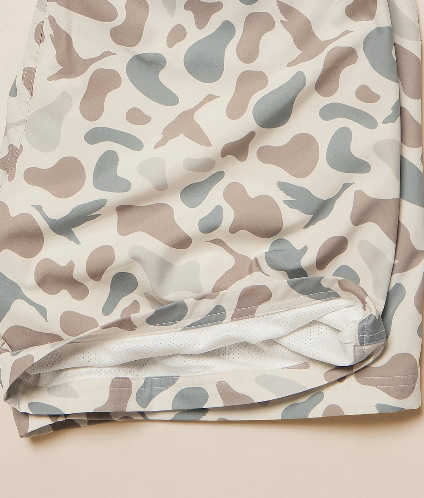 Bottoms|Swimwear | Tail Chasers Club Duck Hunt Stretch Swim Trunks Light Grey