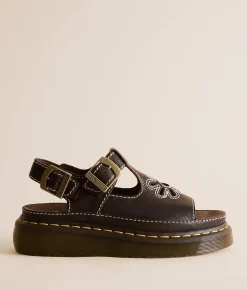 Dr. Martens Dunnet Flower Leather Sandal Kelp Brown Outlet