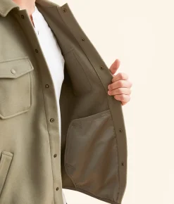 Brixton Durham Felt Stretch Shacket Vetiver Online