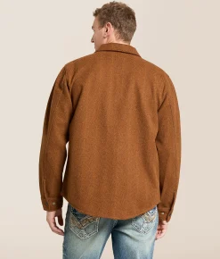Brixton Durham Herringbone Flannel Shirt Brushed Pinecone Sale