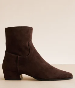 Steve Madden Dusty Leather Ankle Boot Choc Brown Suede Discount