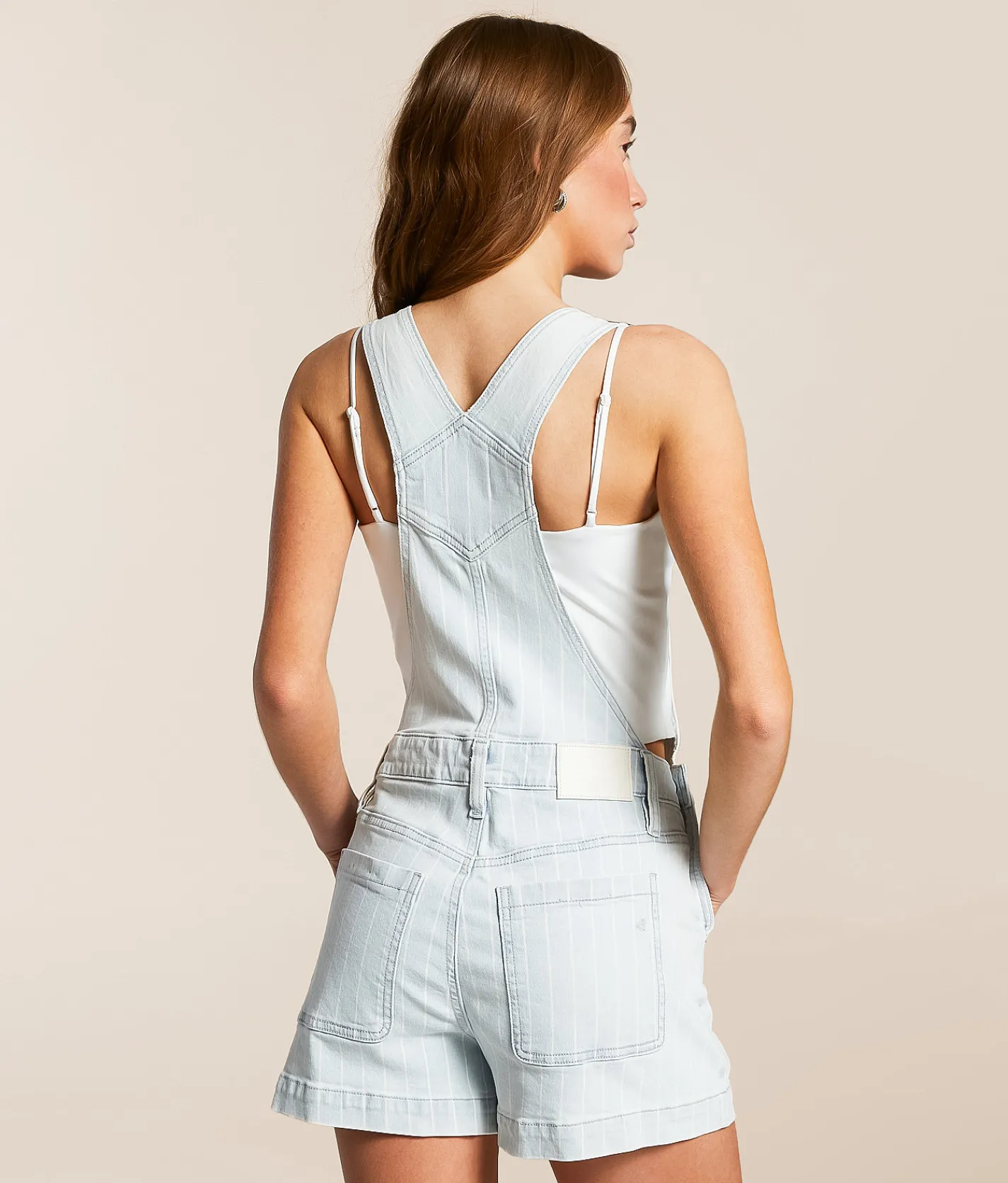 HIDDEN Dylan Striped Denim Overall Short Light Discount