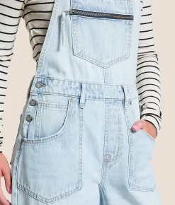 HIDDEN Dylan Ultra Wide Leg Denim Overalls Light Discount