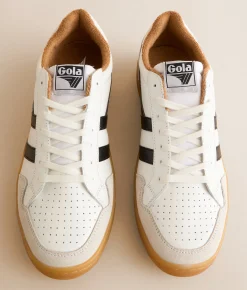 Activewear | Gola® Eagle 86 Leather Sneaker White Black Tobacco Gum