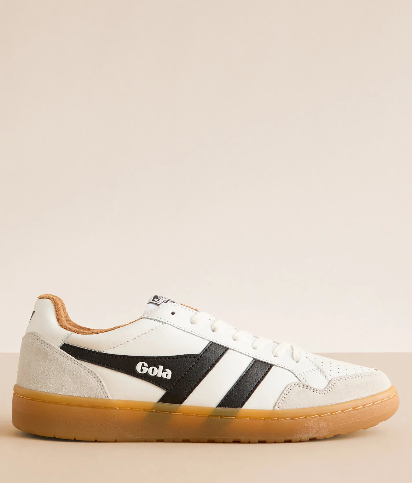 Activewear | Gola® Eagle 86 Leather Sneaker White Black Tobacco Gum
