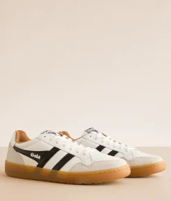 Activewear | Gola® Eagle 86 Leather Sneaker White Black Tobacco Gum