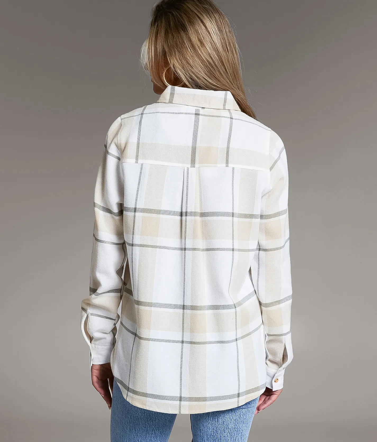 BKE Eased Flannel Shirt Tan Cream