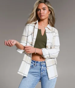 BKE Eased Flannel Shirt Tan Cream