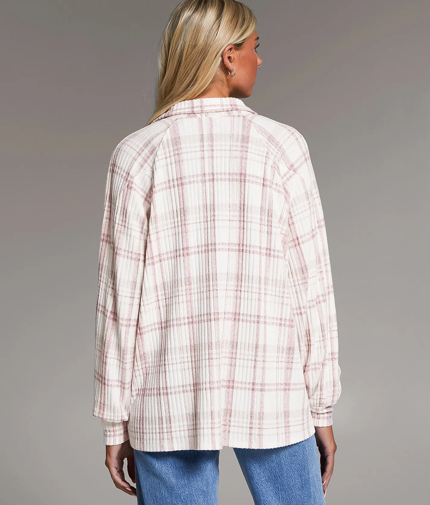 Tops | BKE Eased Plaid Shirt Cream Mauve