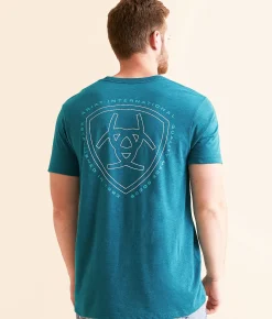 Ariat Easy Rider T-Shirt Cyan Black Heather Outlet