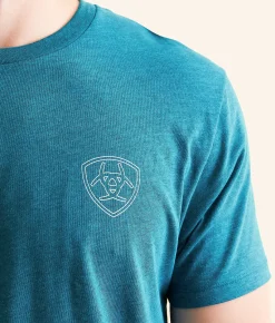 Ariat Easy Rider T-Shirt Cyan Black Heather Outlet