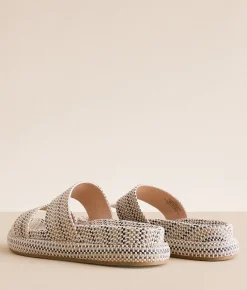 Mia Edessa Weaved Sandal Black Beige Discount