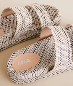 Mia Edessa Weaved Sandal Black Beige Discount