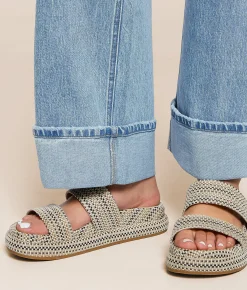 Mia Edessa Weaved Sandal Black Beige Discount