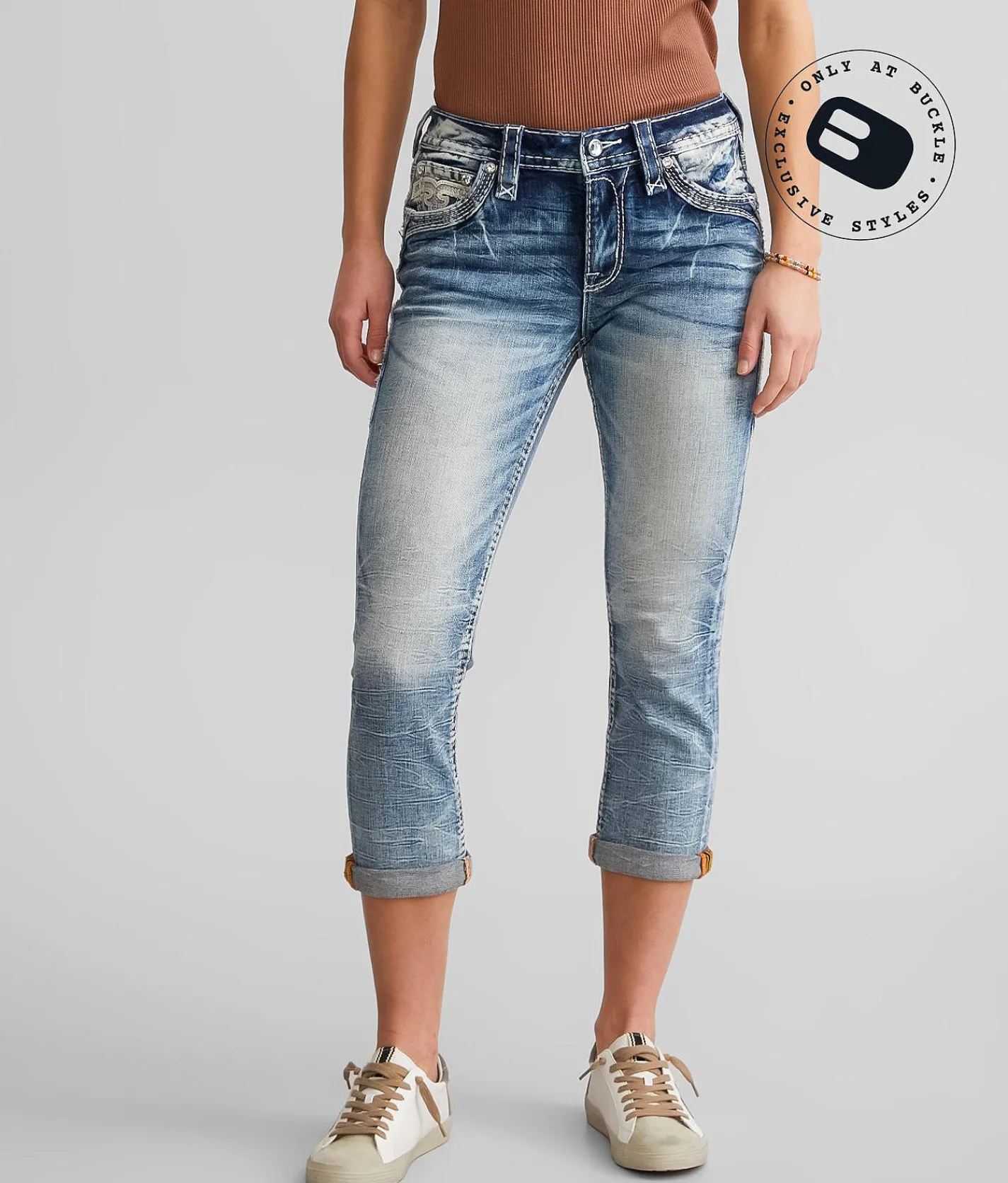 Jeans|Bottoms | Rock Revival Eilish Cuffed Stretch Capri Jean Eilish MC209