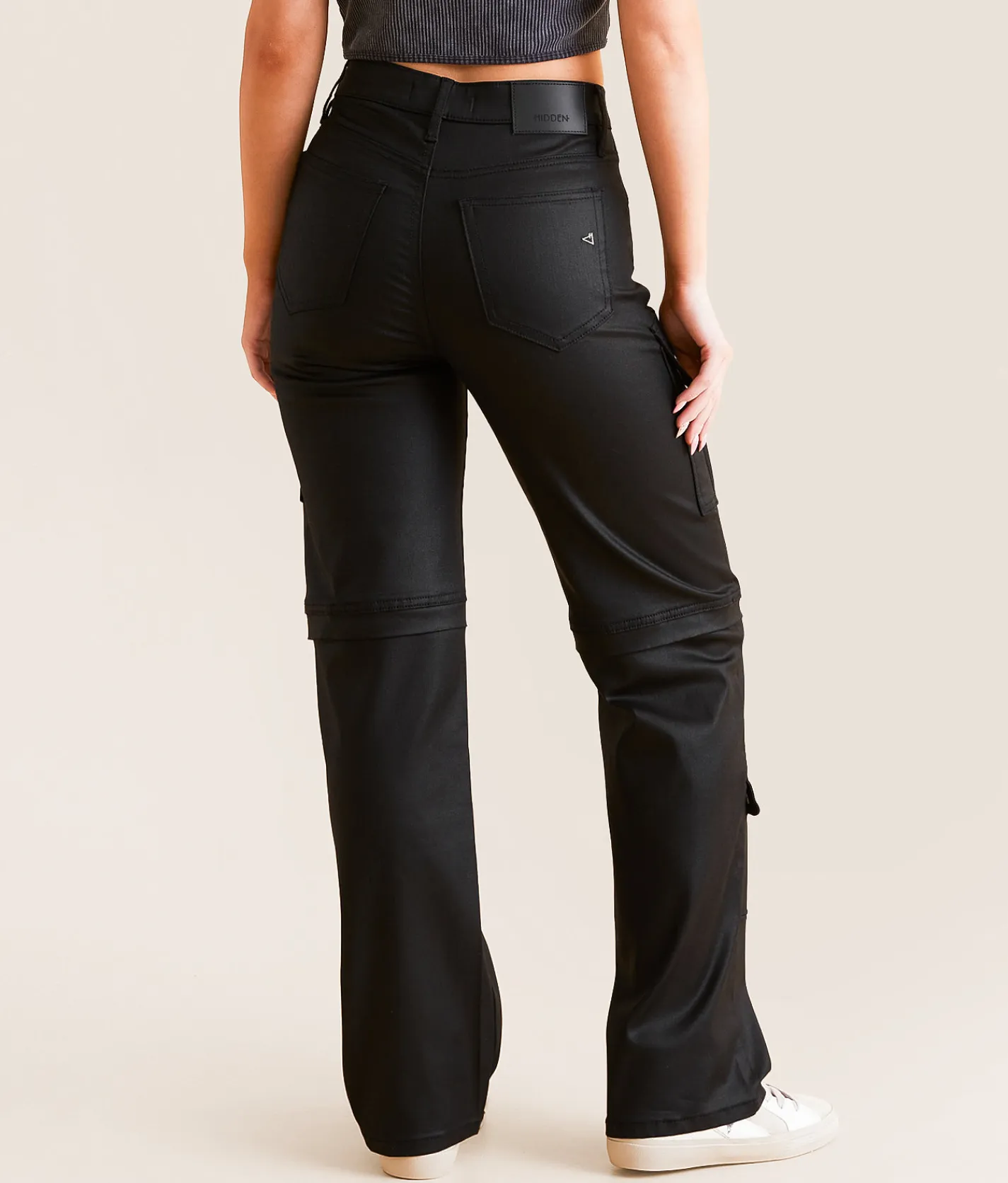 Bottoms | HIDDEN Ella Classic Straight Cargo Stretch Pant Black Coating