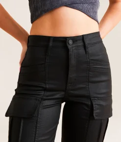 Bottoms | HIDDEN Ella Classic Straight Cargo Stretch Pant Black Coating