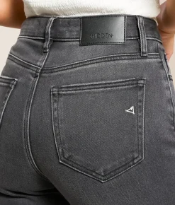 HIDDEN Ella Cropped Classic Straight Stretch Cuffed Jean Charcoal Sale