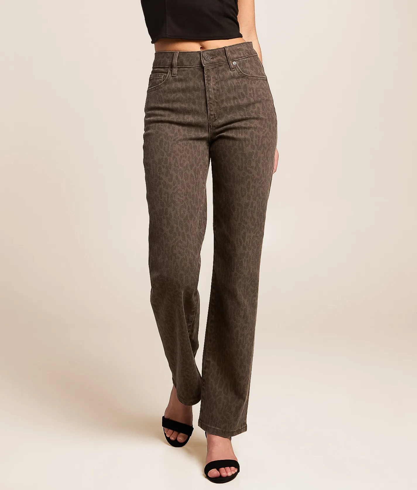 HIDDEN Ella Leopard Classic Straight Stretch Jean Brown Cheetah Online